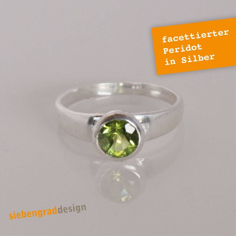 Silber-Ring - Peridot Facettiert Silber 925 Ma Kleine Größen von siebengrad