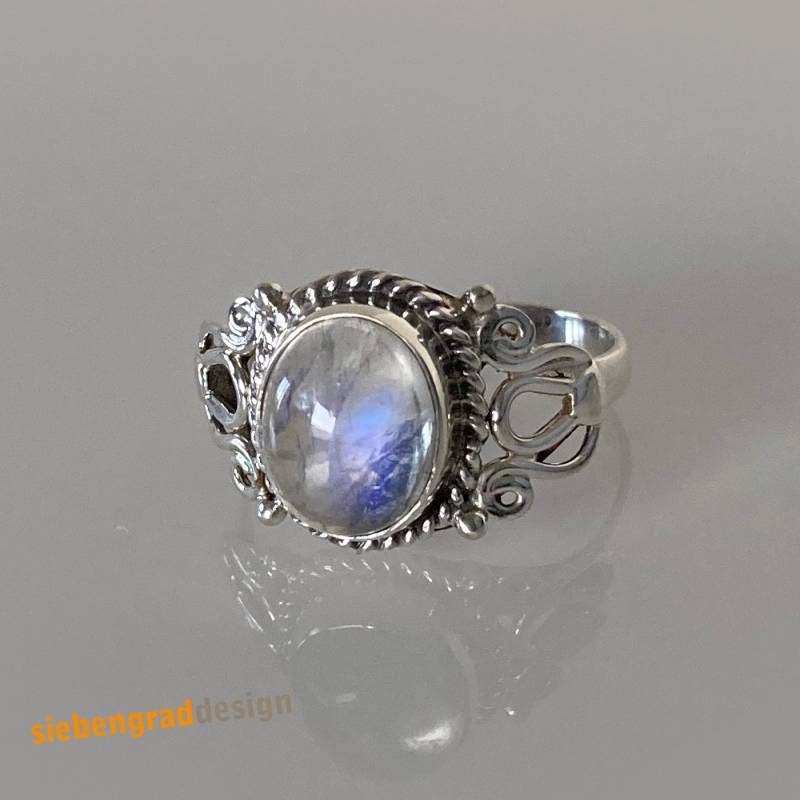 Silber-Ring - Silber 925 Mondstein Stein Sr6 Aj_Ram Verschiedene Größen von siebengrad