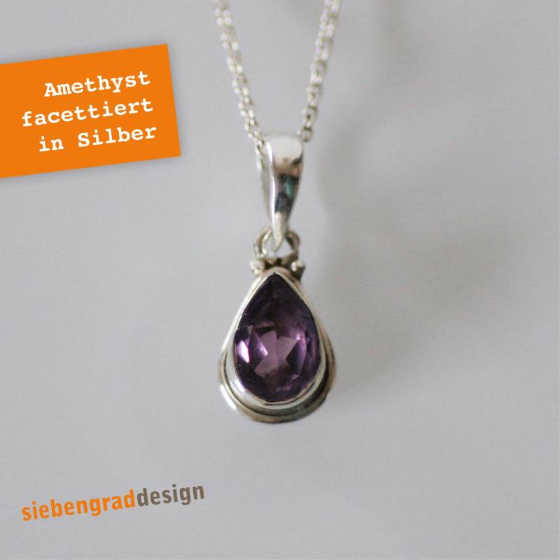 Silberkette - Amethyst Tropfen Filigran Silber 925 Collier Taoh von siebengrad