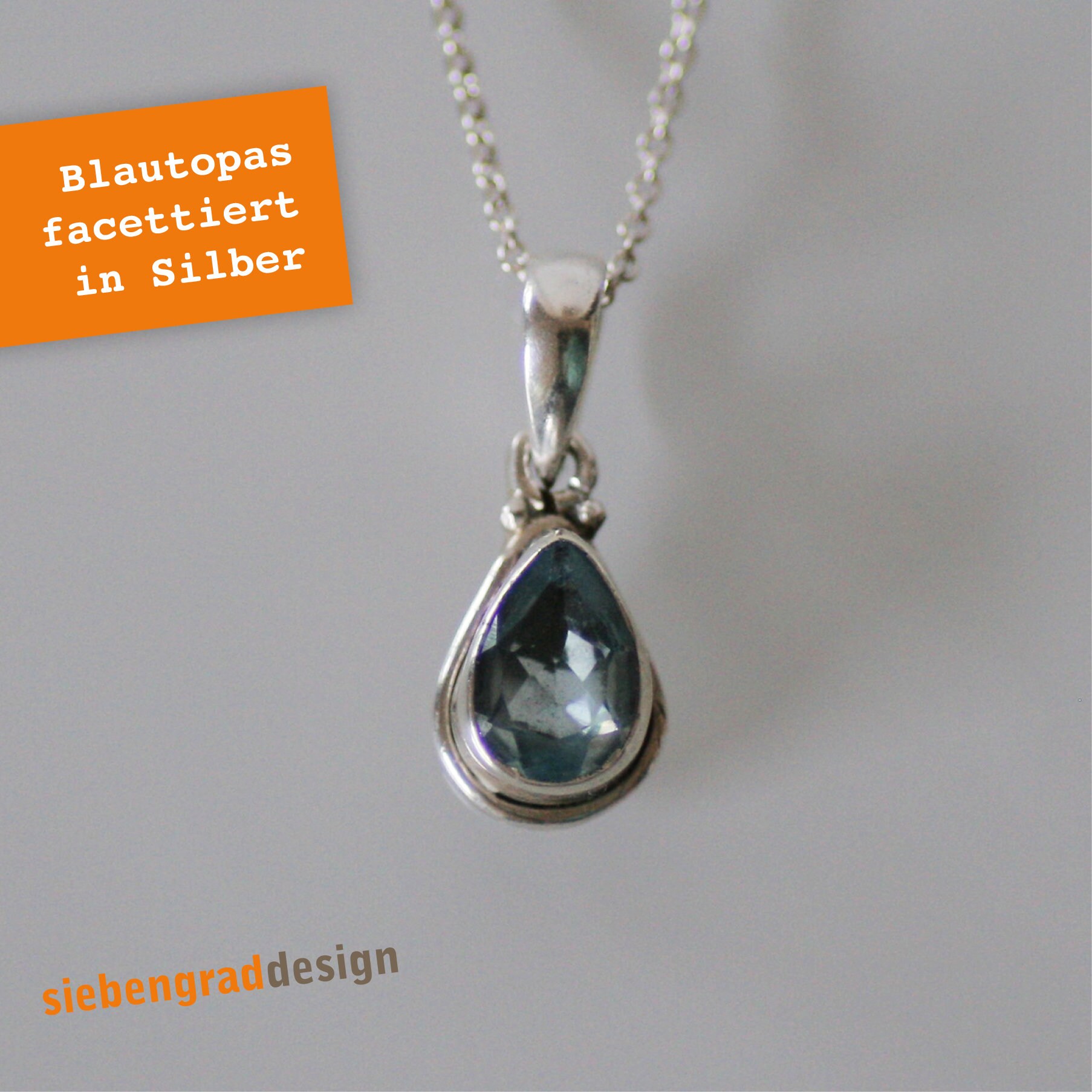 Silberkette - Blautopas Tropfen Filigran Silber 925 Collier Taoh 23 von siebengrad