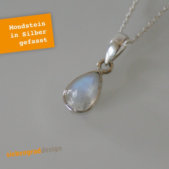 Silberkette Mit Anhänger - Mondstein Tropfen Ajoh von siebengrad
