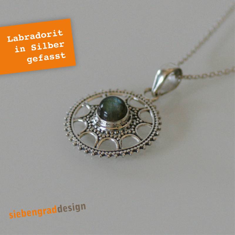 Silberkette Mit Labradorit - Sonnenrad Filigran Silber 925 Silberkette Mit Labradorit - Sonnenrad Filigran Silber 925 von siebengrad
