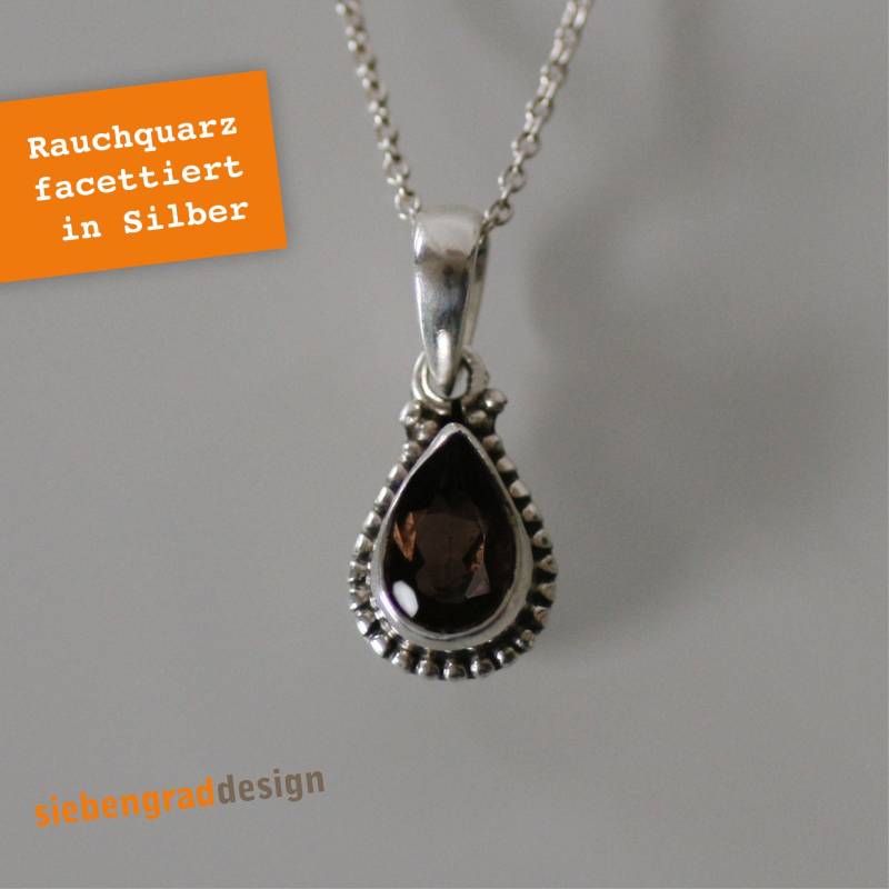 Silberkette - Rauchquarz Tropfen Filigran Silber 925 Collier Taoh von siebengrad