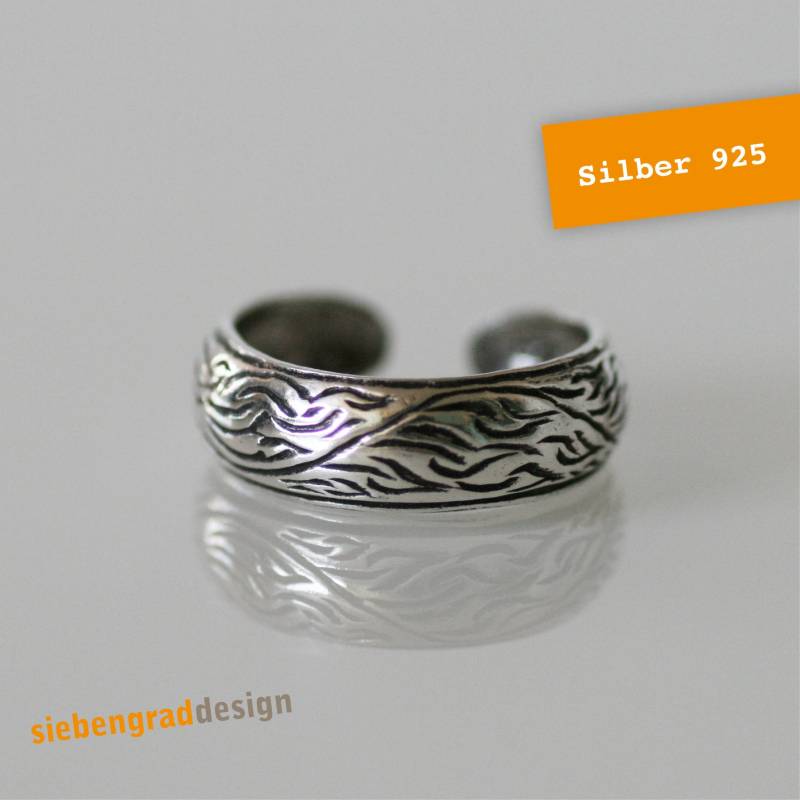 Zehenring 925Er Silber - "Floral" Gewölbt von siebengrad