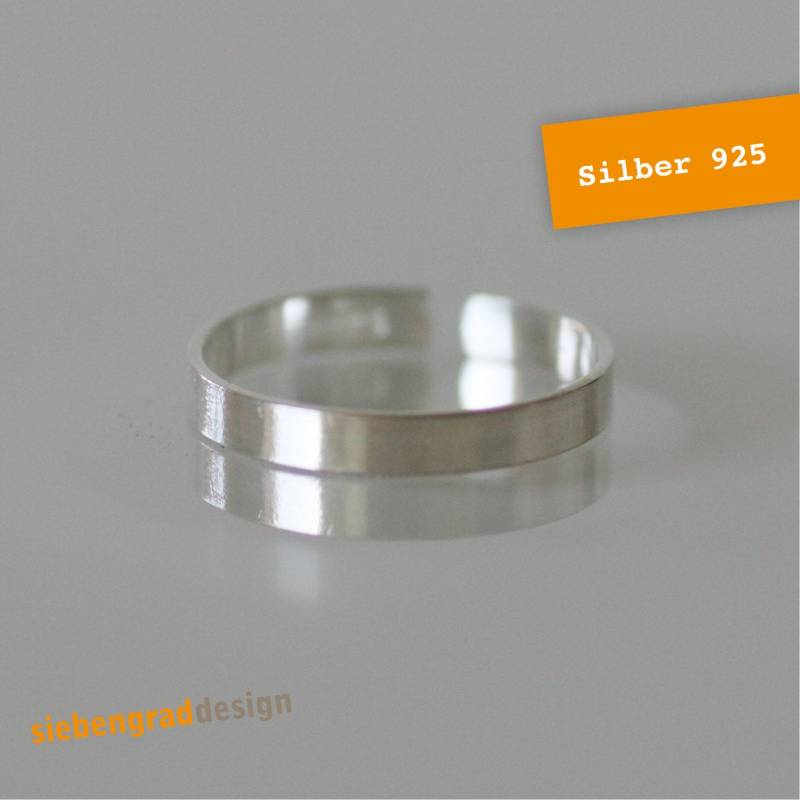 Zehenring 925Er Silber - Glatt Eckiges Profil 2, 5 Mm von siebengrad