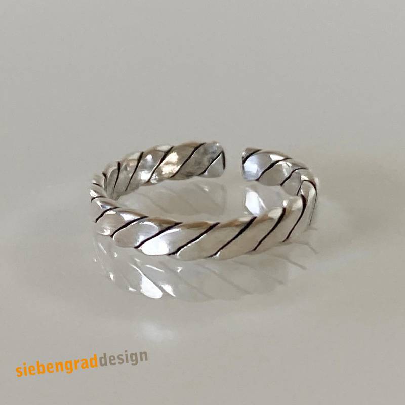 Zehring 925Er Silber - "Gedreht" Schmal Eckiges Profil von siebengrad