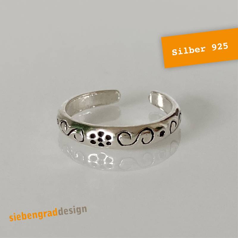 Zehring 925Er Silber - "Kringel + Pünktchen" Gefräst von siebengrad