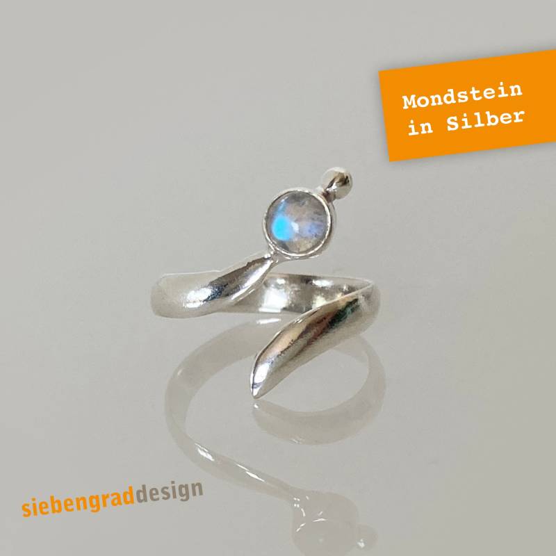sterling Silber Zehenring - Geschwungen Mondstein Größe Verstellbar 925 von siebengrad