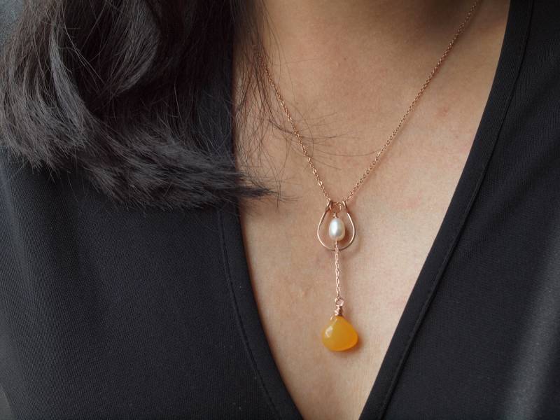 Chalcedon Anhänger, Roségold Edelstein Wirewrapped Wechselanhänger, Gold, Halskette Sterling Silber von siebijoux