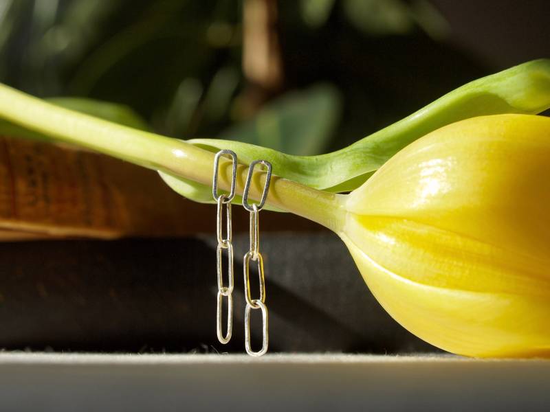 Handgemachte Sterling Silber Paperclip Link-Ohrringe von siebijoux