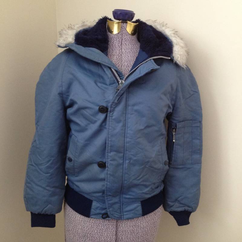 Retroschnorcheljacke Damen Xs Größe 16 Kinder Rar Blau Kunstfell Parka Vintage von sifteddotca
