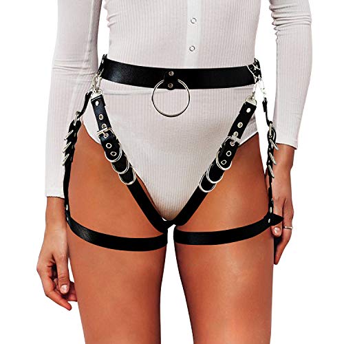 sigando Leder Taille Bein Caged Harness Gothic Strumpfband Für Damen, Einheitsgröße, Stil 2 von sigando