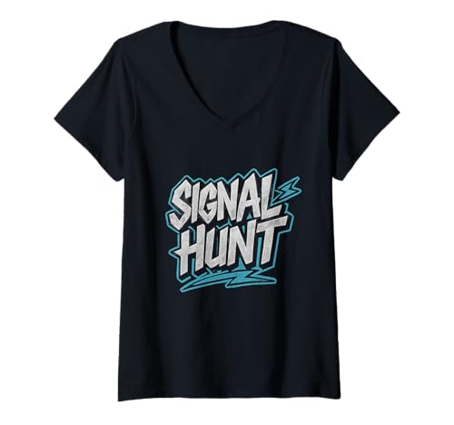 Damen Signal Hunt Graffitiradio T-Shirt mit V-Ausschnitt von signal hunt ardf fox chasing urban style ham radio