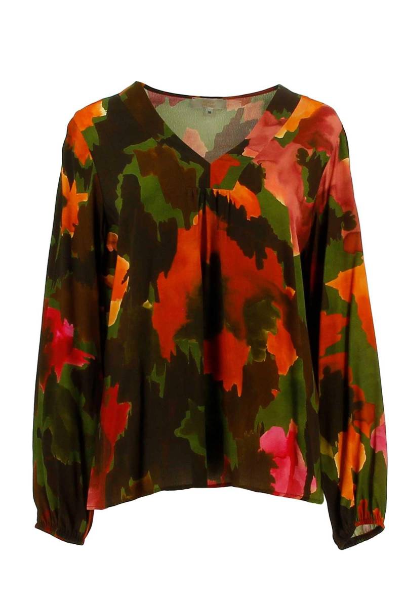 signe nature - Bluse mit Allover-Muster grün/orange - Gr. - 38 von signe nature