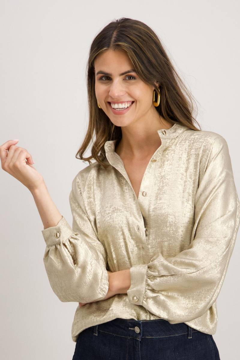 signe nature - Bluse mit Metallic-Effekt Mao-Kragen gold - Gr. - 46 von signe nature