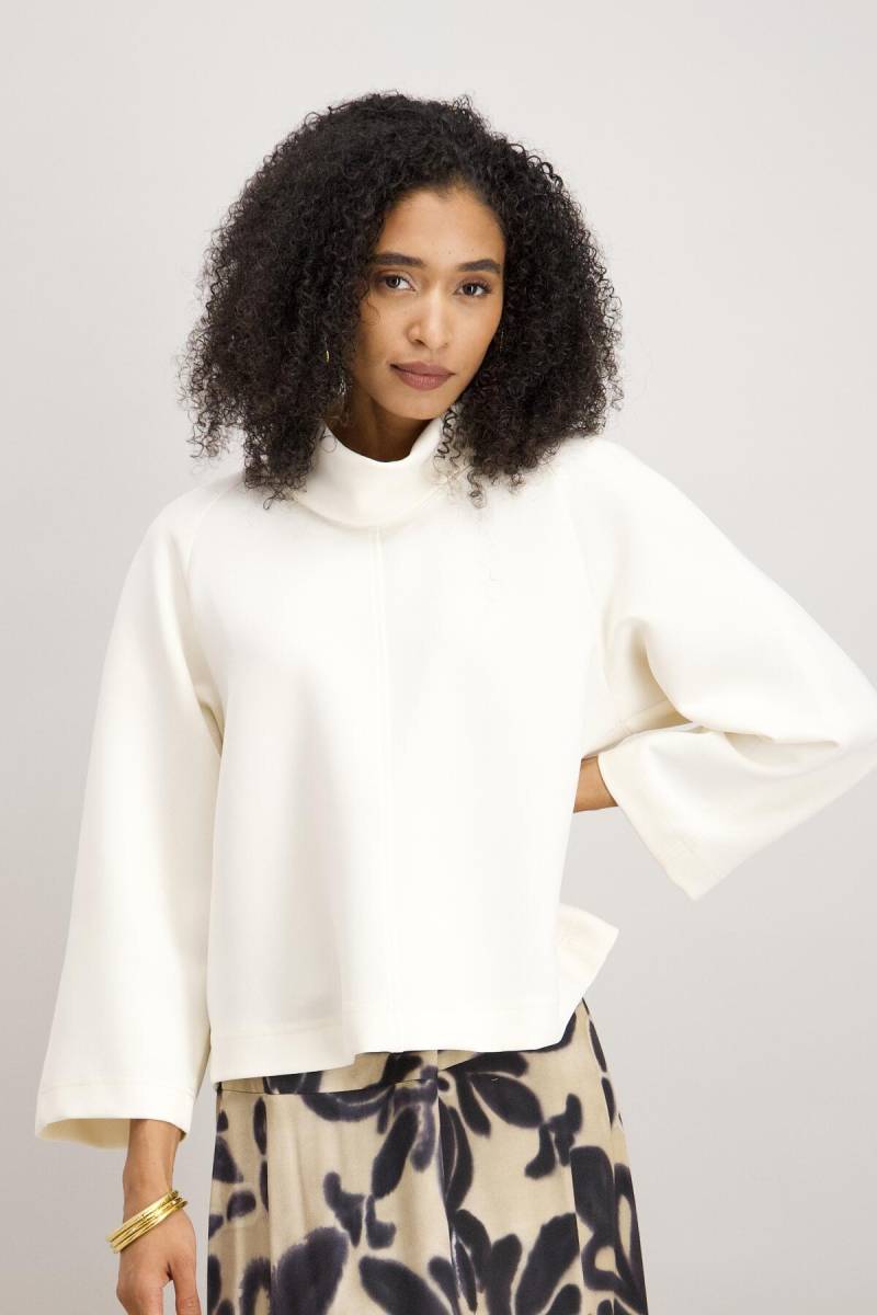 signe nature - Einfarbige Bluse mit 7/8-Ärmeln beige/weiß - Gr. - 34 von signe nature