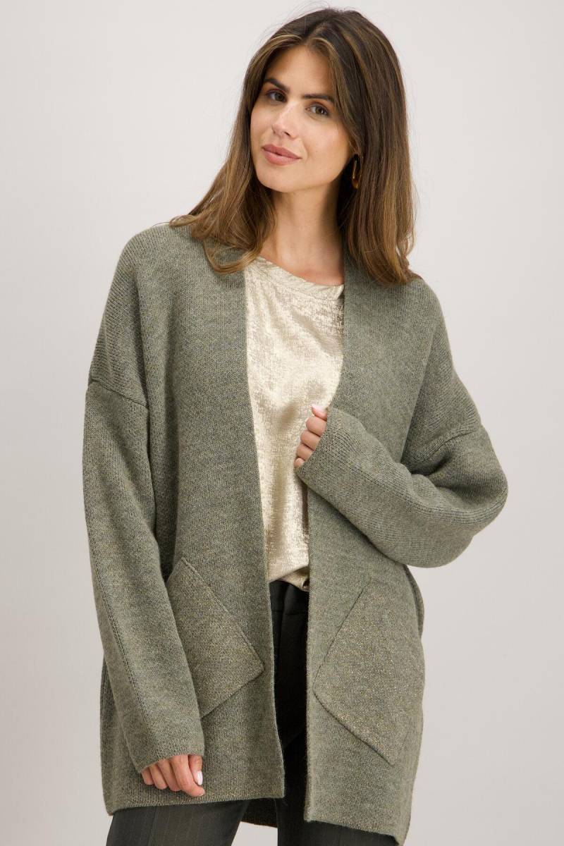 signe nature - Einfarbige Strickjacke mit Taschen grün - Gr. - L von signe nature