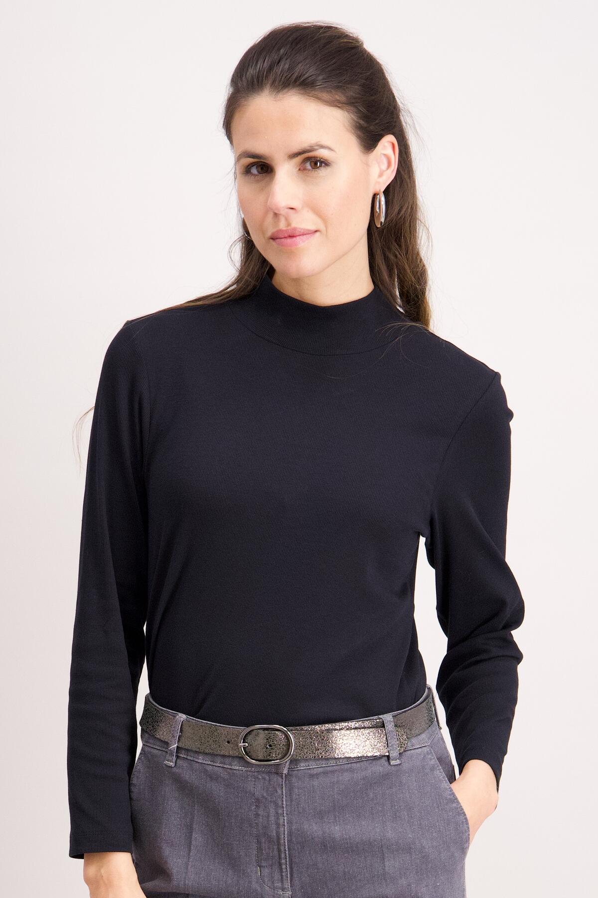 signe nature - Einfarbiges T-Shirt aus Stretch-Baumwolle schwarz - Gr. - 40 von signe nature