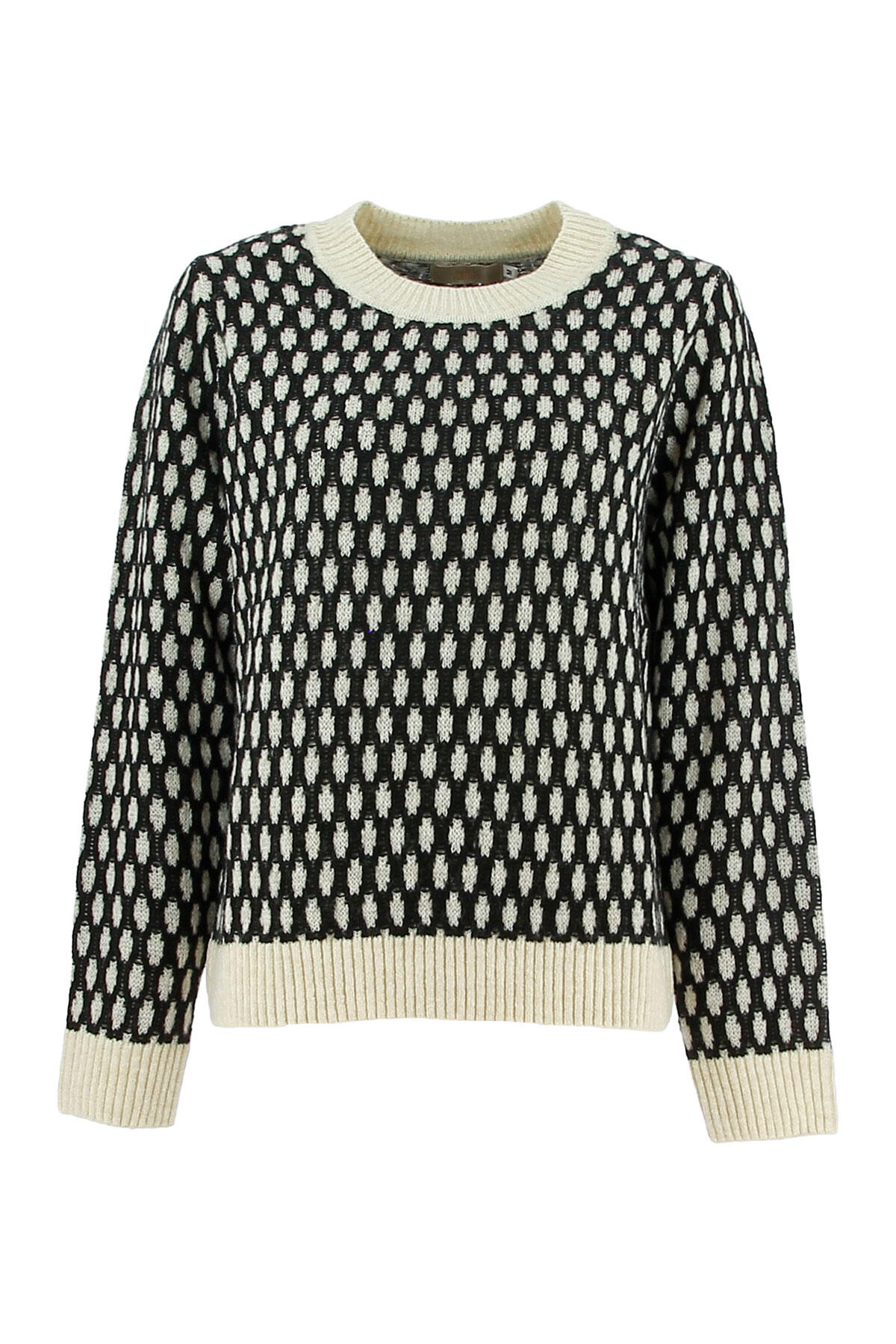 signe nature - Pullover mit Rundhalsausschnitt beige/schwarz - Gr. - L von signe nature