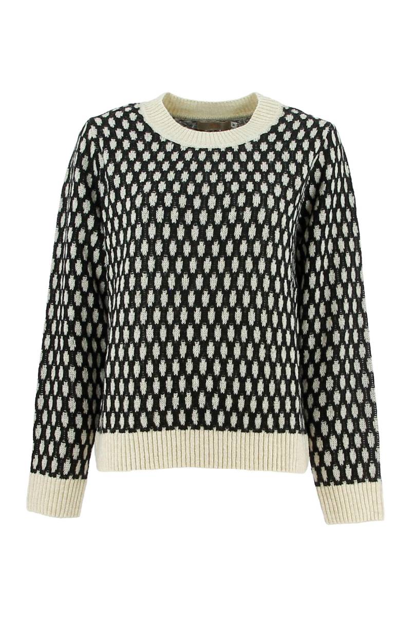 signe nature - Pullover mit Rundhalsausschnitt beige/schwarz - Gr. - L von signe nature