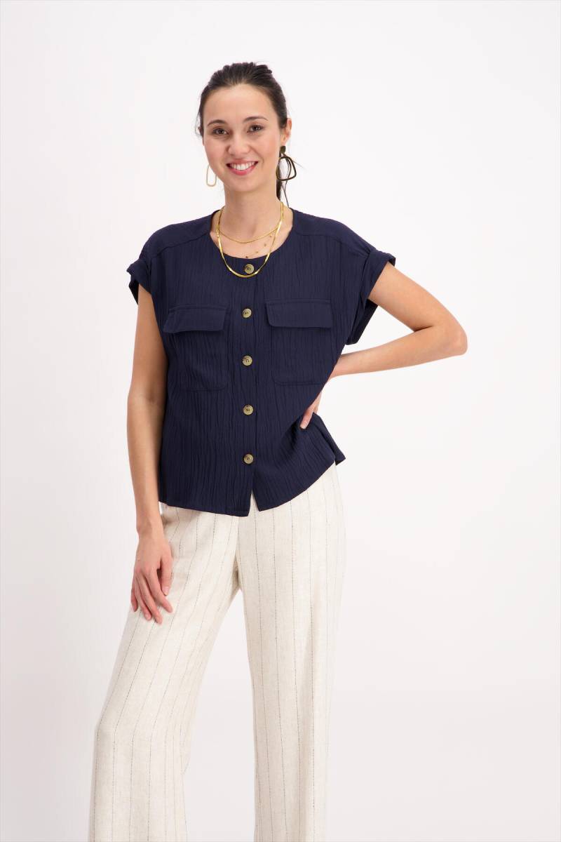 signe nature - Strukturierte Bluse mit Taschen blau - Gr. - 38 von signe nature