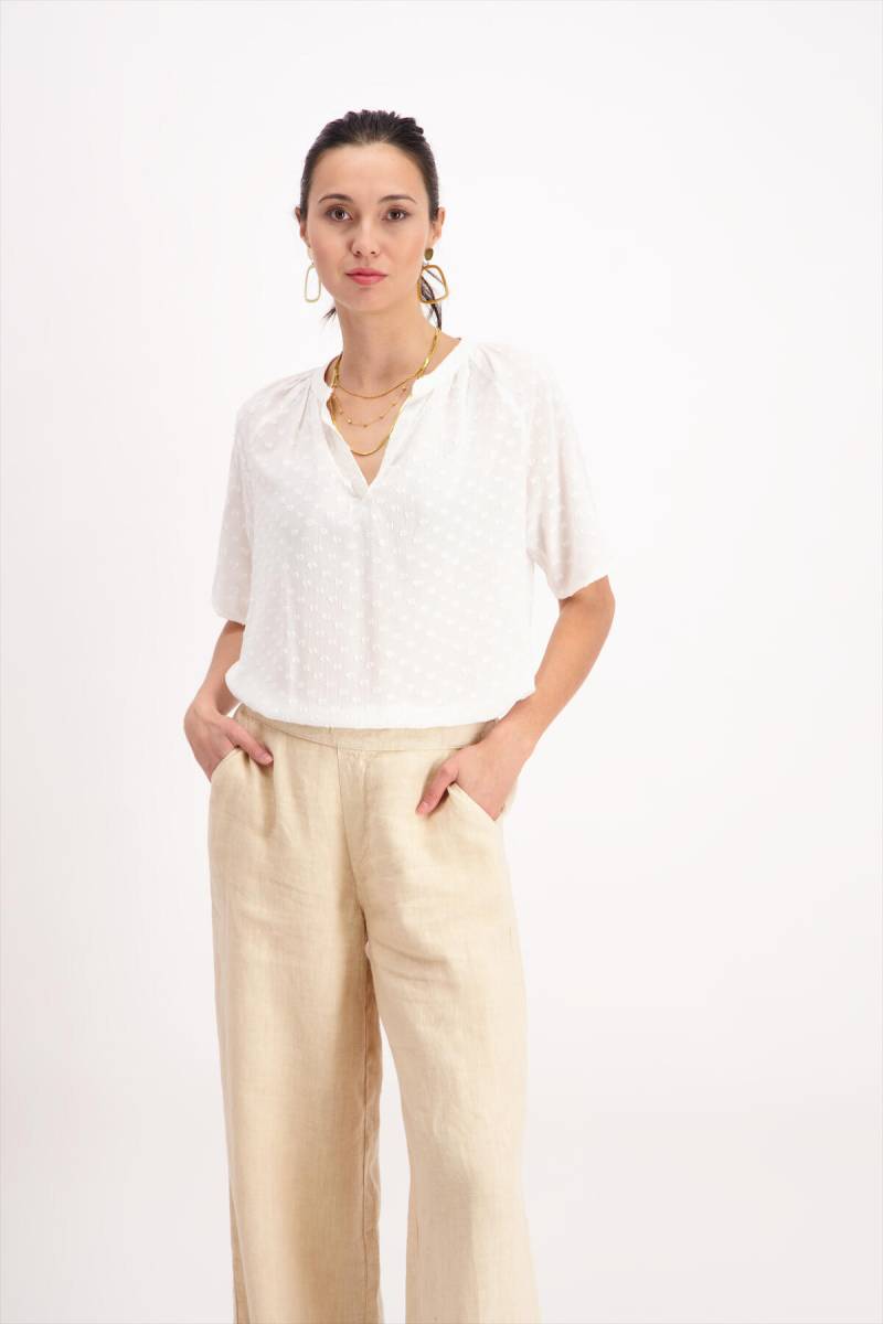 signe nature - Strukturierte Bluse mit kurzen Ärmeln weiß - Gr. - 44 von signe nature