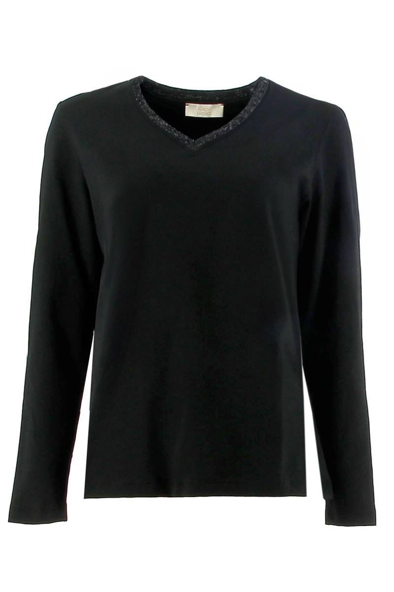 signe nature - T-Shirt mit Lurex am Kragen schwarz - Gr. - 42 von signe nature