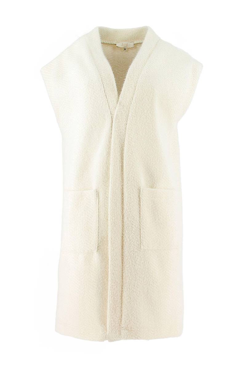 signe nature - Unifarbene halblange Strickjacke mit Taschen beige - Gr. - 42 von signe nature