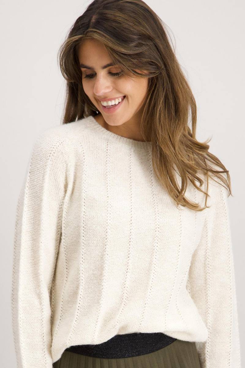 signe nature - Unifarbener Pullover aus Fantasiestrick beige - Gr. - M von signe nature