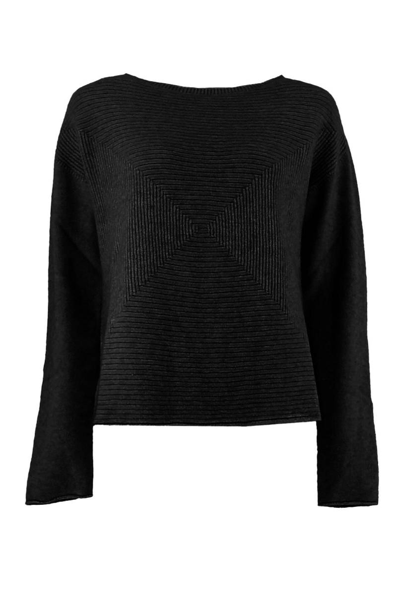 signe nature - Unifarbener Pullover aus Rippstrick schwarz - Gr. - M von signe nature
