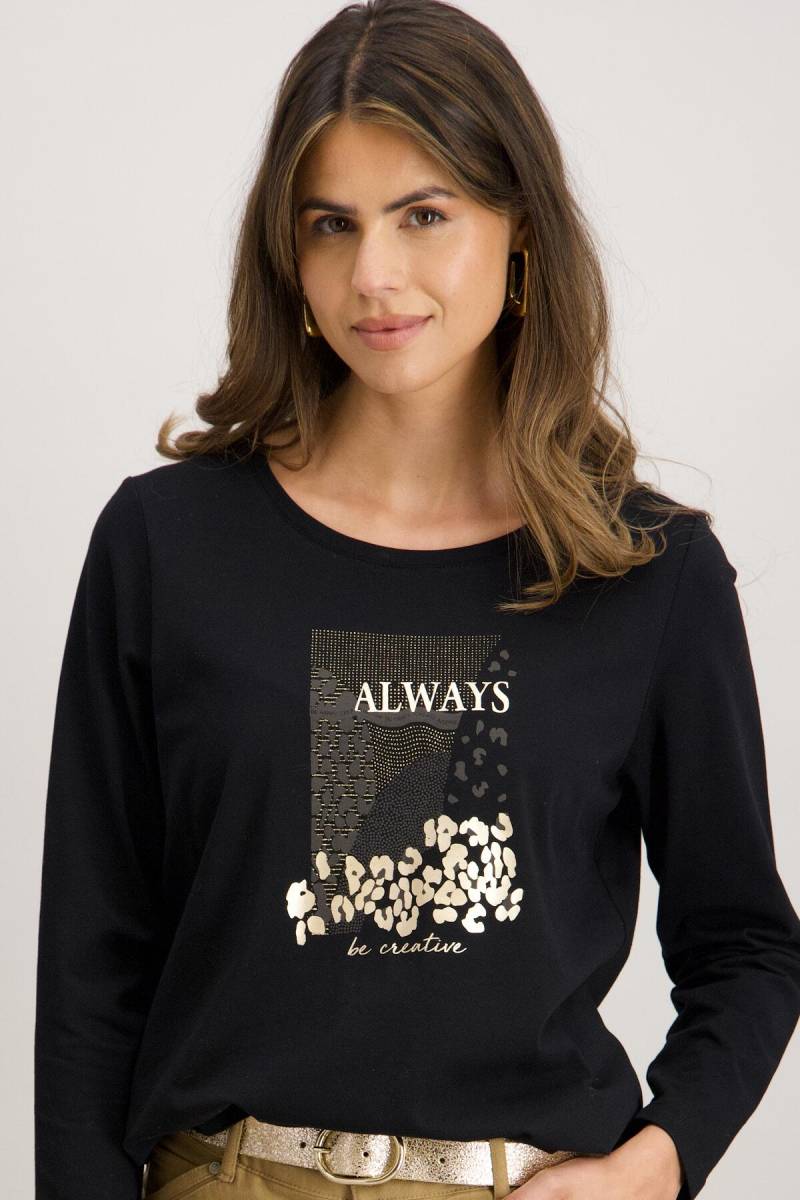 signe nature - Unifarbenes T-Shirt mit Aufdruck schwarz - Gr. - 46 von signe nature