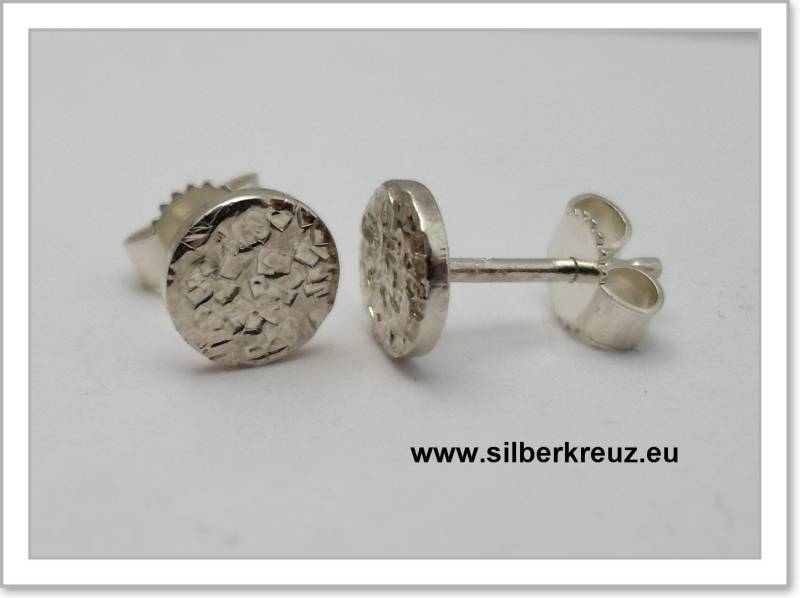Ohrstecker. Punkt.-struktur 1 Silber 925 7mm von silberkreuzEu