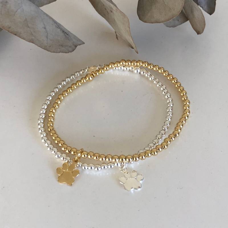 Armband Pfote Hund Katze, 925 Silber, Tierliebhaber von silberundherzliches