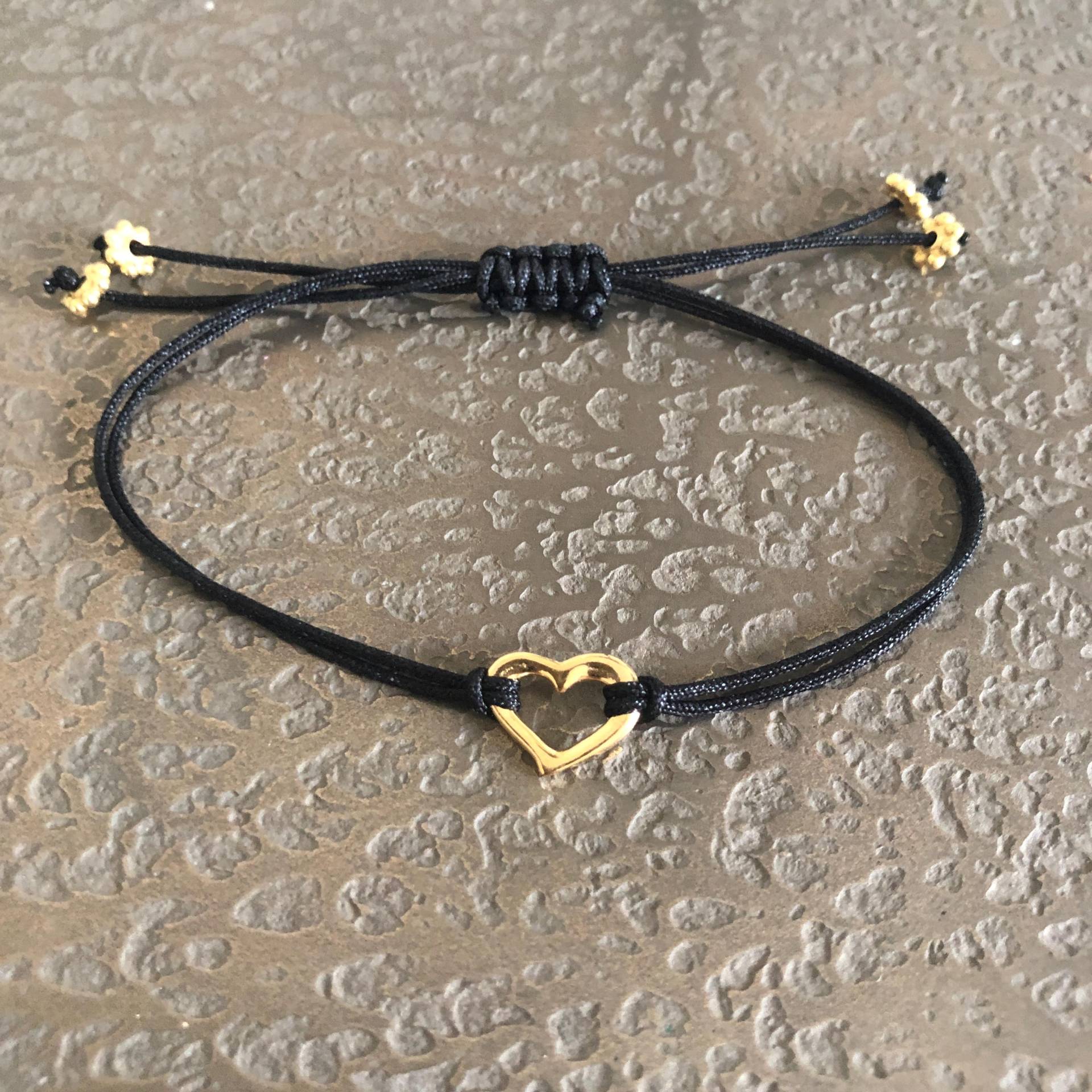 Herz Armband Schwarz Vergoldet Herz Armband Schwarz Vergoldet von silberundherzliches