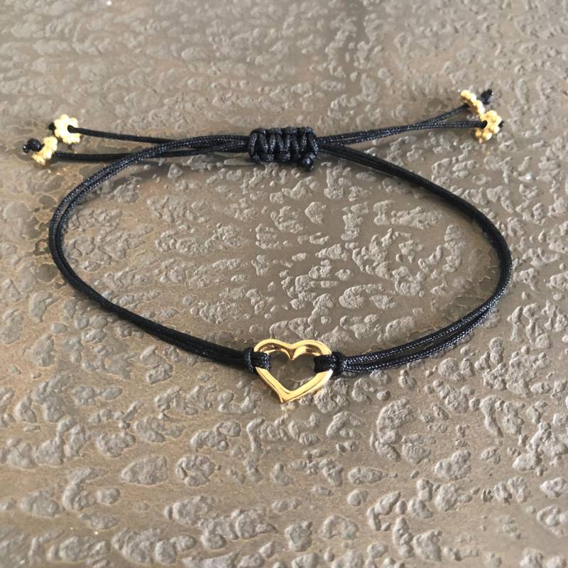 Herz Armband Schwarz Vergoldet Herz Armband Schwarz Vergoldet von silberundherzliches