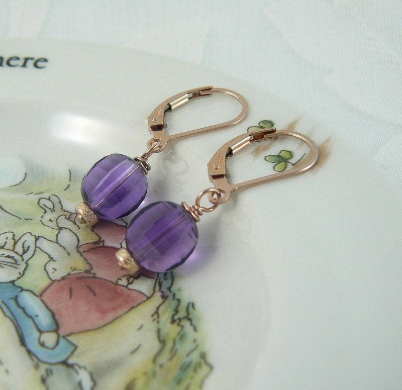 Amethyst Rose Gold Gefüllt Ohrringe von silhouettejewel