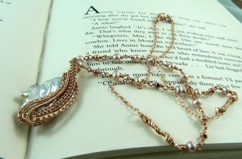 Lavendel Biwa Perle Rose Gold Gefüllt Halskette von silhouettejewel