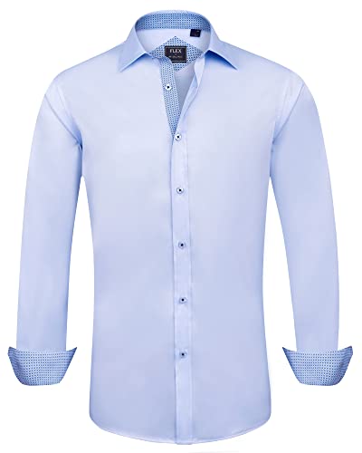 siliteelon Hemd Herren Langarm Hellblau Business Hemden Regular Fit Freizeithemd Mordern Hochzeit Hemd mit Tasche, Mittel von siliteelon