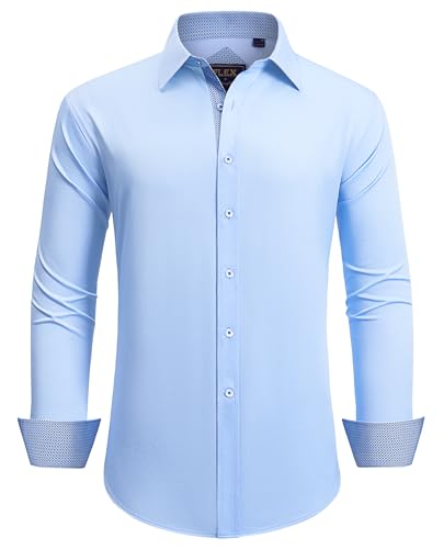 siliteelon Hemd Herren Langarm Blau Freizeithemden Bügelfrei Anzug Hemden Regular Fit Herrenhemd Interview Ernennung Geschenk von siliteelon