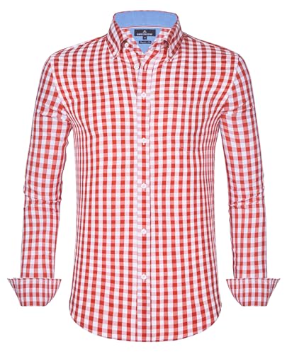siliteelon Hemd Herren Stretch Freizeithemden Bügelfrei Regular Fit Kariert Herren Hemden Langarm mit Tasche von siliteelon
