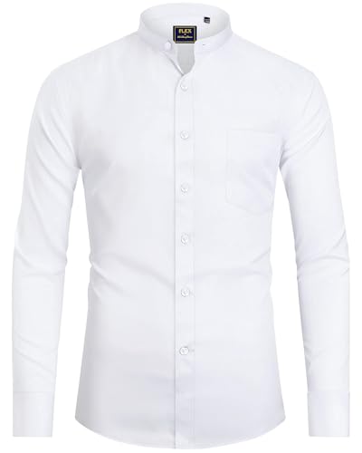 siliteelon Weißes Hemd Herren Bügelfrei Regular Fit Oberhemd Stretch Businesshemd Anzug Interview,XL von siliteelon