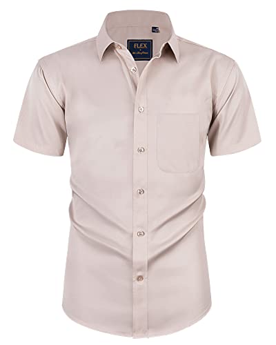 siliteelon HemdenKurzarm Beige Freizeithemd Businesshemd Sommer Herren Kurzarm mit Tasche Regular fit Männer Hemd Herren Kurzarm Bügelleichte Oberteile,XL von siliteelon