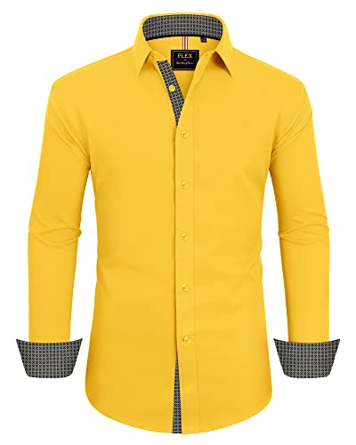 siliteelon Herren Anzug Hemden Einfarbig Langarm Stretch Bügelfrei Formelle Hemden Herren Business Casual Button Down Hemd mit Tasche,XL von siliteelon