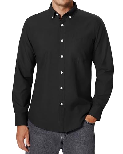 siliteelon Herren Hemden Langarm Oxford Hemd Schwarz Freizeithemden Regular Fit Bügelfrei Hemden Faltenfrei Formales Anzug Hemd mit Tasche,L siliteelon Herren Hemden Langarm Oxford Hemd Schwarz Freizeithemden Regular Fit Bügelfrei Hemden Faltenfrei Formales Anzug Hemd mit Tasche,L von siliteelon