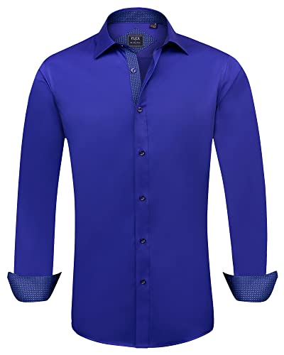 siliteelon Herren-Hemd Premium Regular Fit Langarm Kigsblau Stretch Kontrast Hemd Business-Hemden Freizeithemd,3XL von siliteelon
