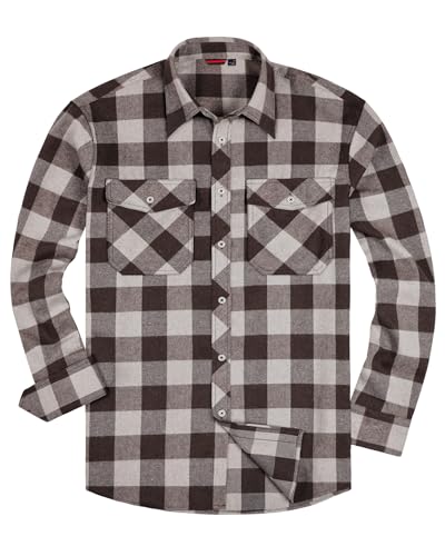 siliteelon Herren Flanellhemd Langarm Kariert Baumwoll Bequem Regular Fit für Gartenarbeit Holzfällen Braun L von siliteelon