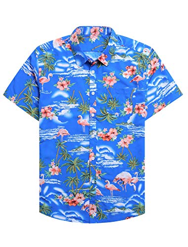 siliteelon Herren Hawaiian Shirt Kurzarm Floral Aloha Shirts für Strandurlaub,Medium von siliteelon