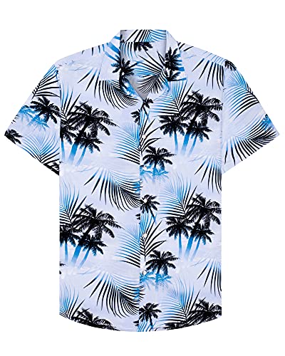 siliteelon Herren Hawaiian Shirt Kurzarm Floral Aloha Shirts für Strandurlaub,XL von siliteelon