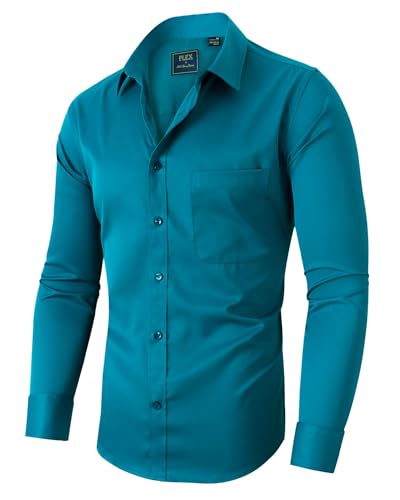siliteelon Hemd Herren Langarm Formell Businesshemd Klassisch Stretch Herrenhemden Modische Oberhemden Elegant Raffiniert Saphirblau XL von siliteelon