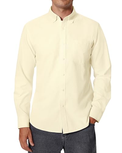 siliteelon Herren Hemd Langarm Oxford hemeden männer Regular fit Herrenhemden Freizeithemden Bügelleichtes Businesshemd Anzug Hemd,M von siliteelon